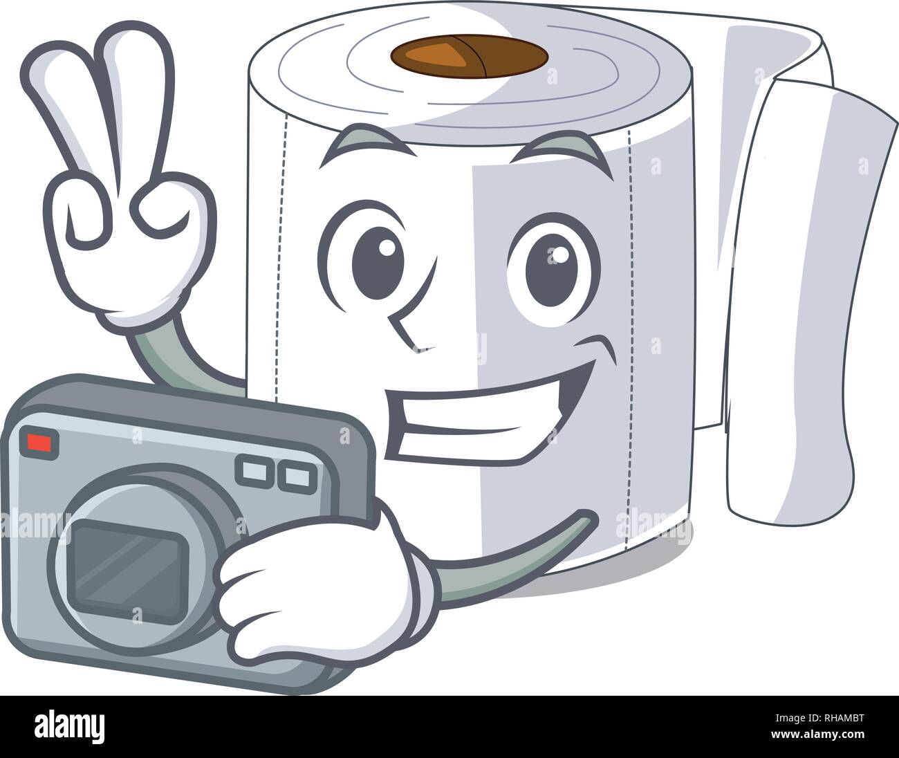 Photographer toilet paper in shape of mascot Stock Vector
