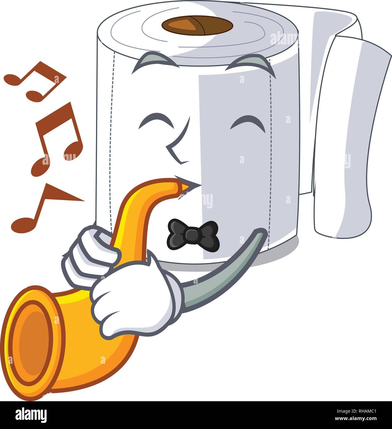 With trumpet toilet paper in shape of mascot Stock Vector