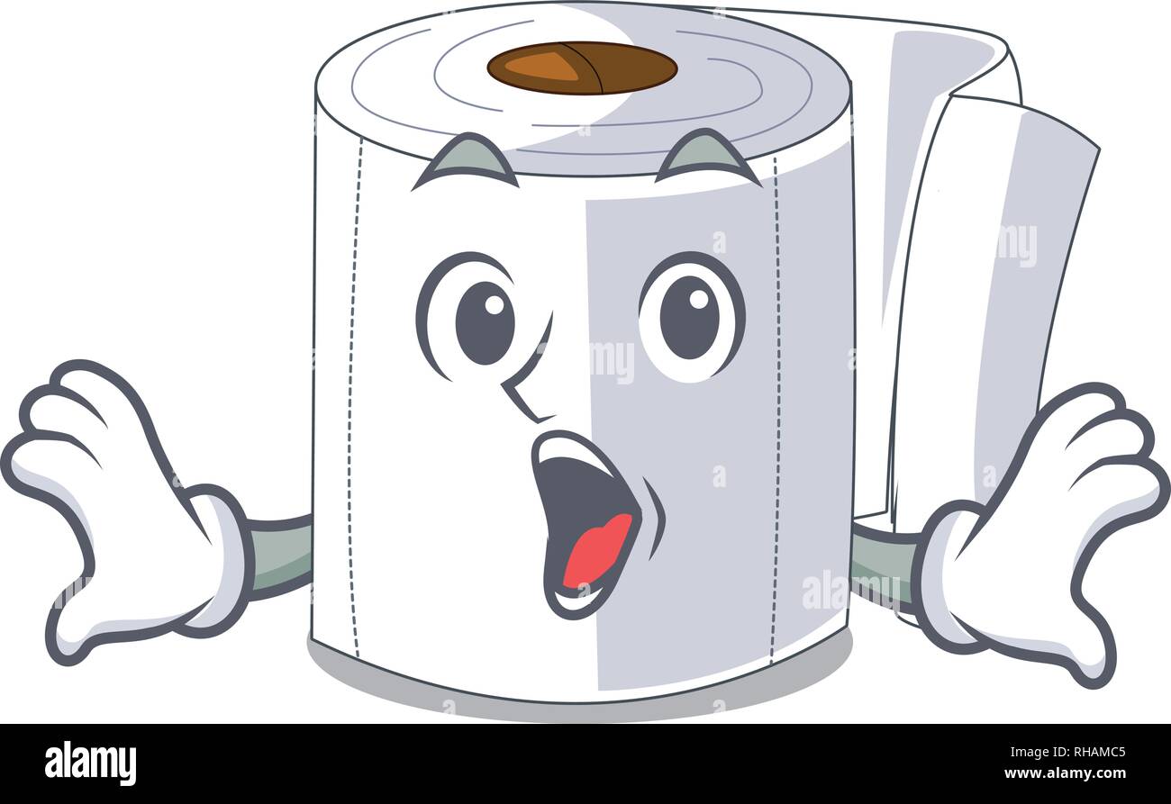 Surprised toilet paper in shape of mascot Stock Vector
