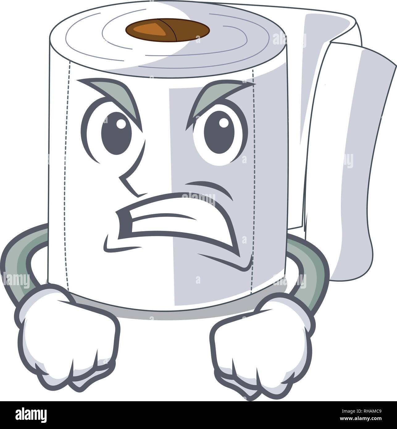 Angry toilet paper in shape of mascot Stock Vector