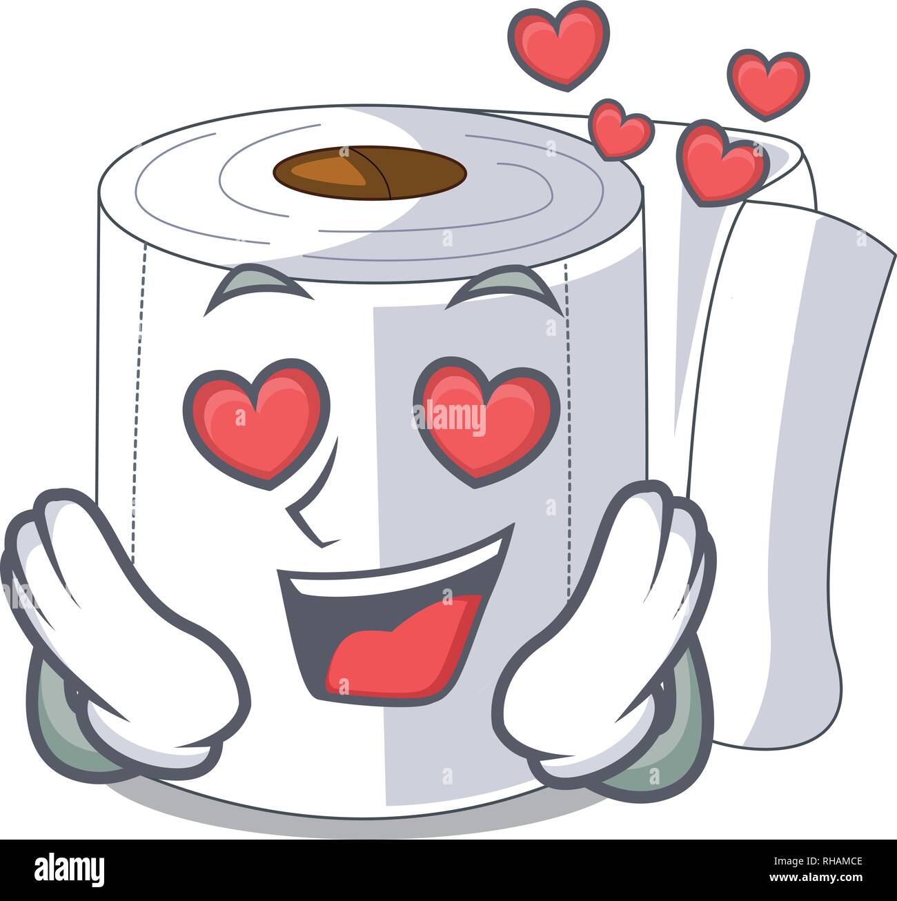 In love toilet paper in shape of mascot Stock Vector