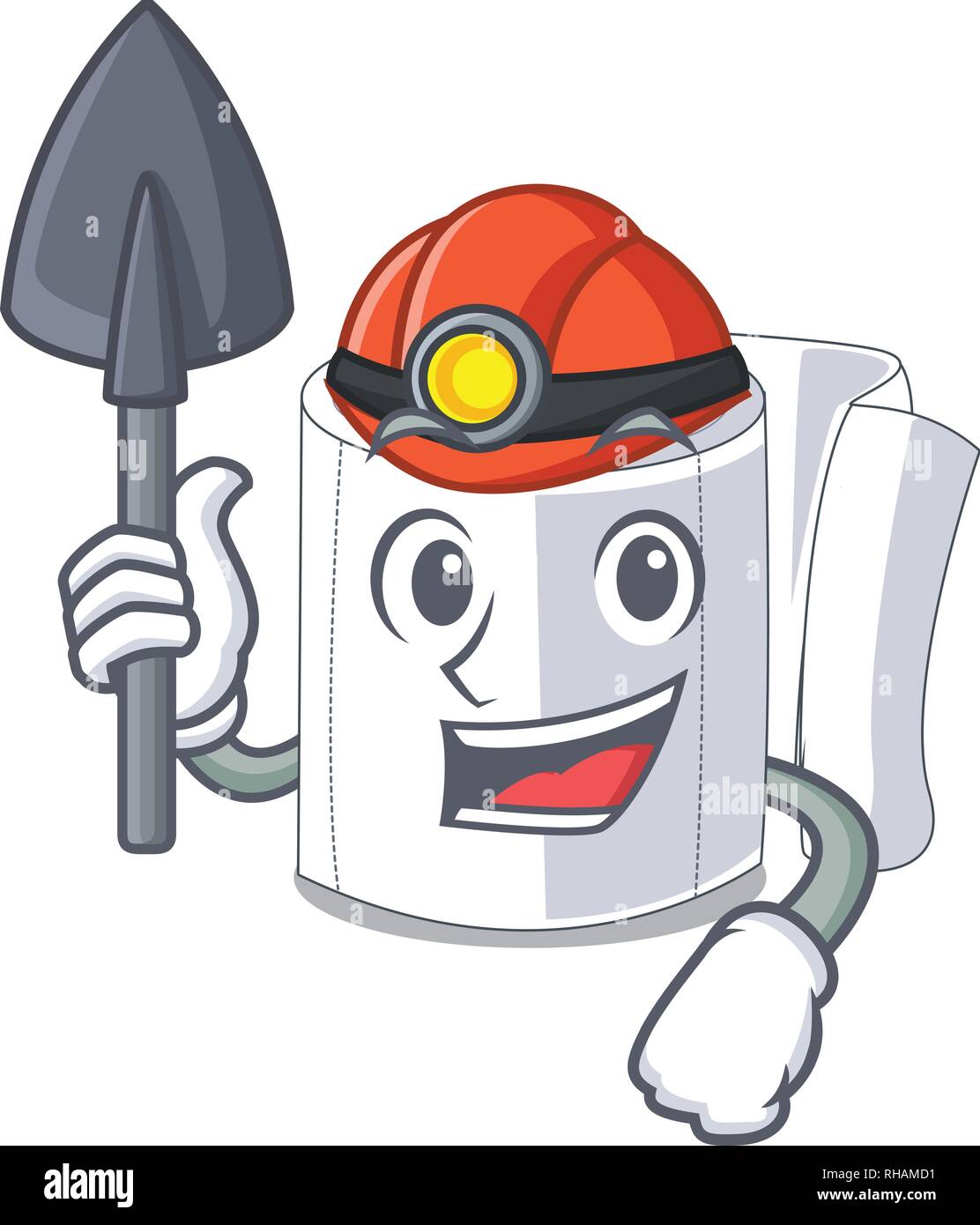 Miner toilet paper in shape of mascot Stock Vector