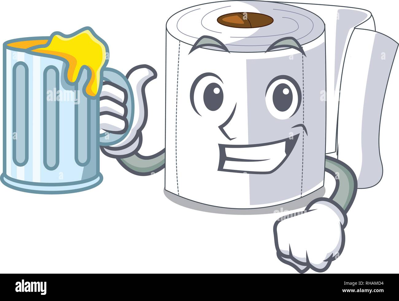With juice toilet paper in shape of mascot Stock Vector