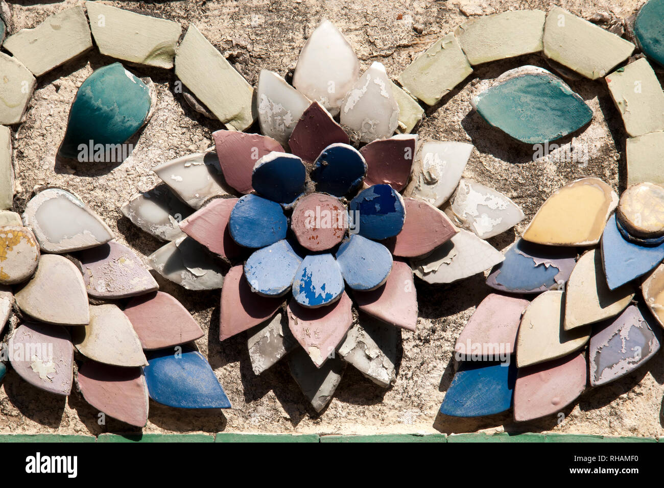 Bangkok Thailand, ceramic tile decoration on wall at the Grand Palace Stock Photo Alamy
