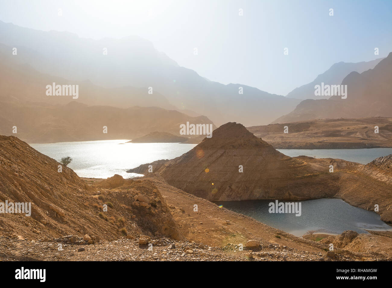 Lake of Wadi Dayqah Dam (Oman) Stock Photo