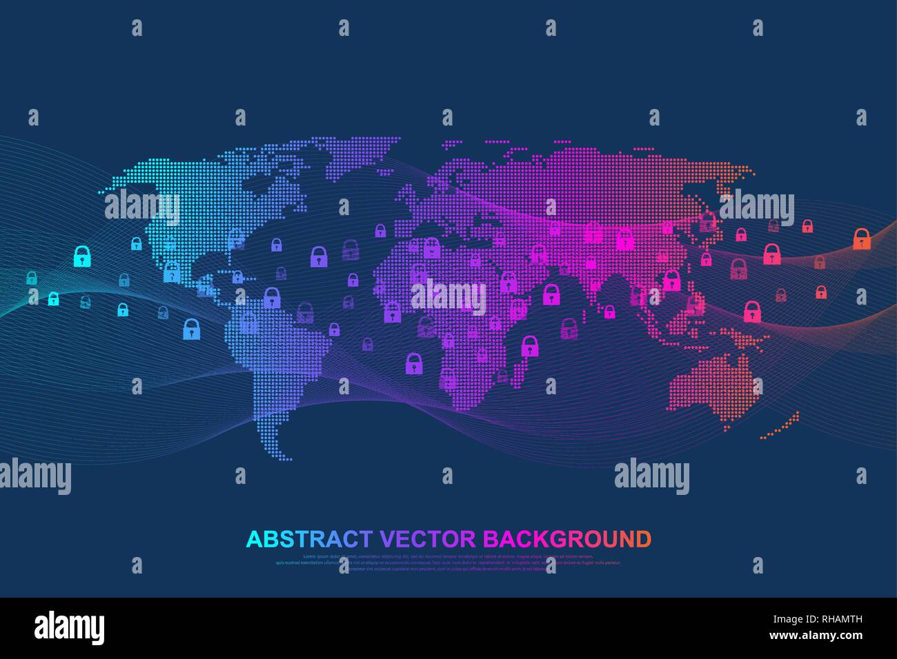 Futuristic abstract background blockchain technology. Global internet ...