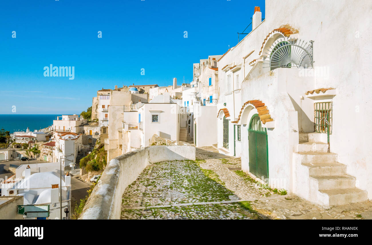 Scenic view of Peschici, Foggia Province, Puglia, Italy. Stock Photo