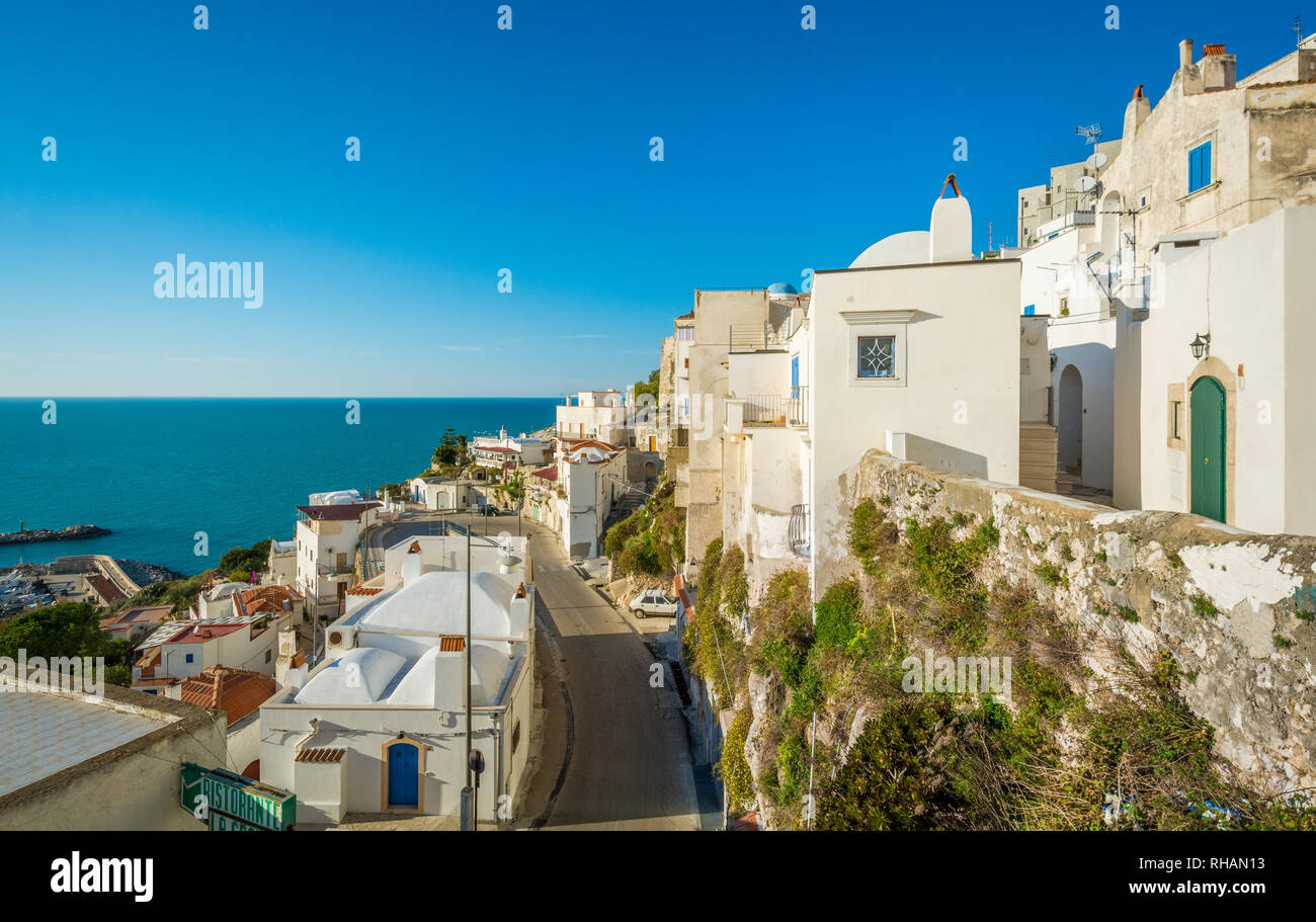 Scenic view of Peschici, Foggia Province, Puglia, Italy. Stock Photo