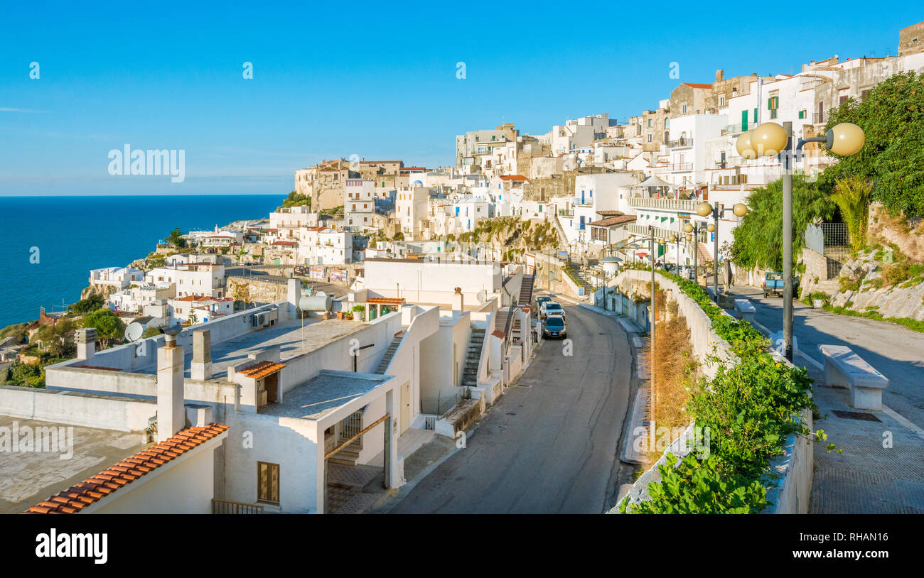 Scenic view of Peschici, Foggia Province, Puglia, Italy. Stock Photo