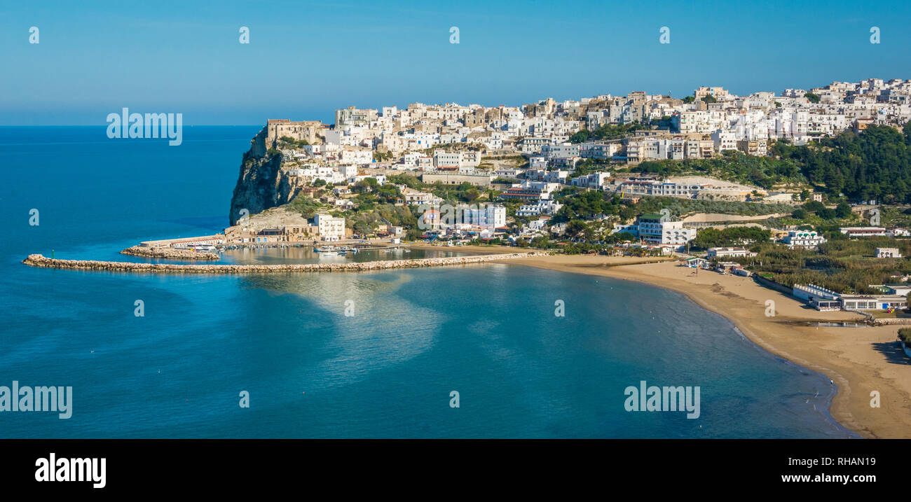 Scenic view of Peschici, Foggia Province, Puglia, Italy. Stock Photo