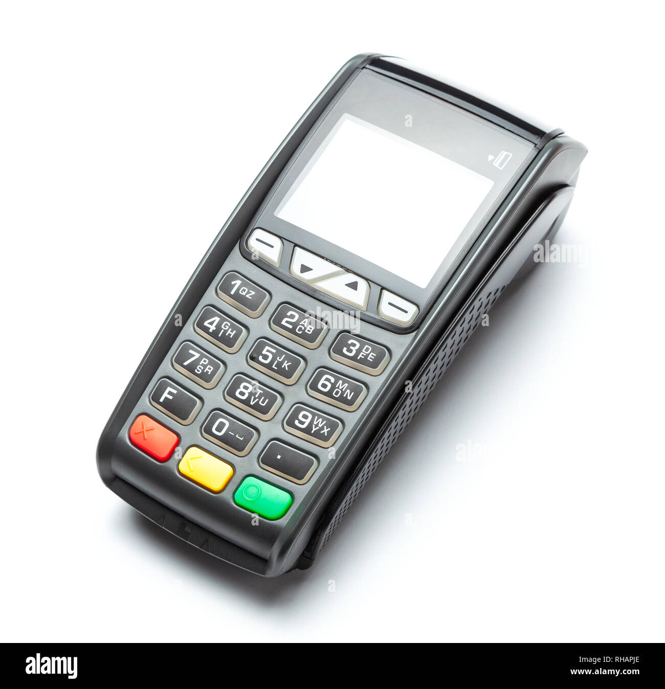 POS terminal, Payment Machine is isolated on white background. Stock Photo
