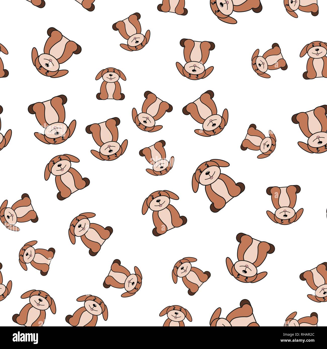 Seamless pattern of dogs in cartoon style. On white background, vector ...