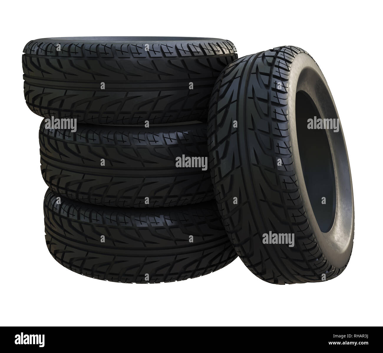 Group black tires, isolated Stock Photo - Alamy