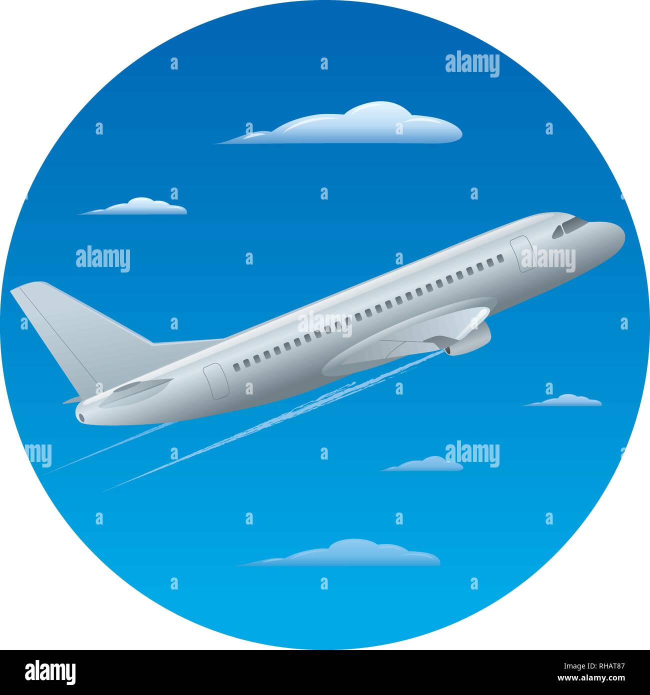 illustration of flying passenger airplane in the sky Stock Vector Image ...