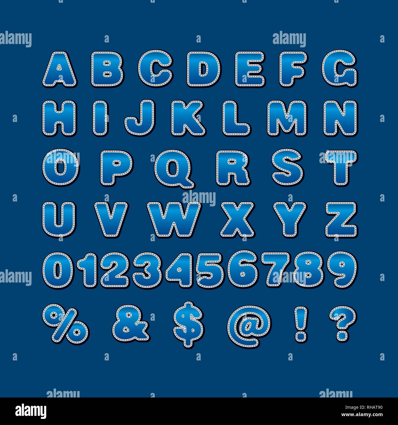 Illustration of stitched stickers English Alphabet capital letters