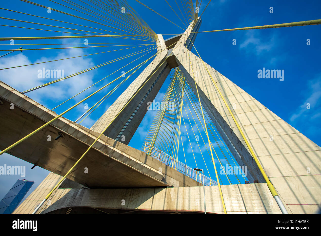 Modern architecture. Modern bridges. Cable-stayed bridge in the world, Sao Paulo Brazil, South America. Stock Photo