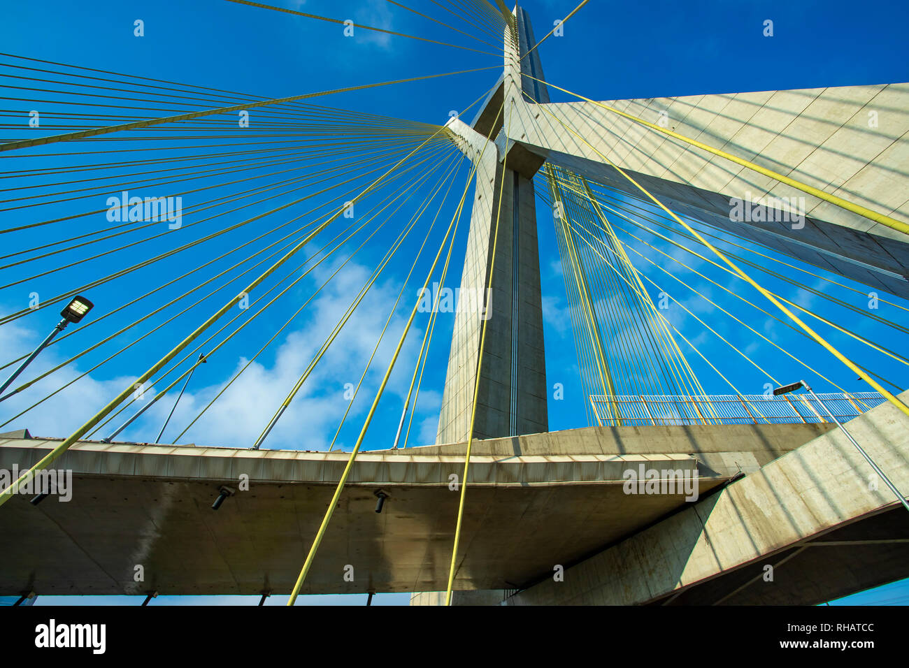 Modern architecture. Modern bridges. Cable-stayed bridge in the world, Sao Paulo Brazil, South America. Stock Photo