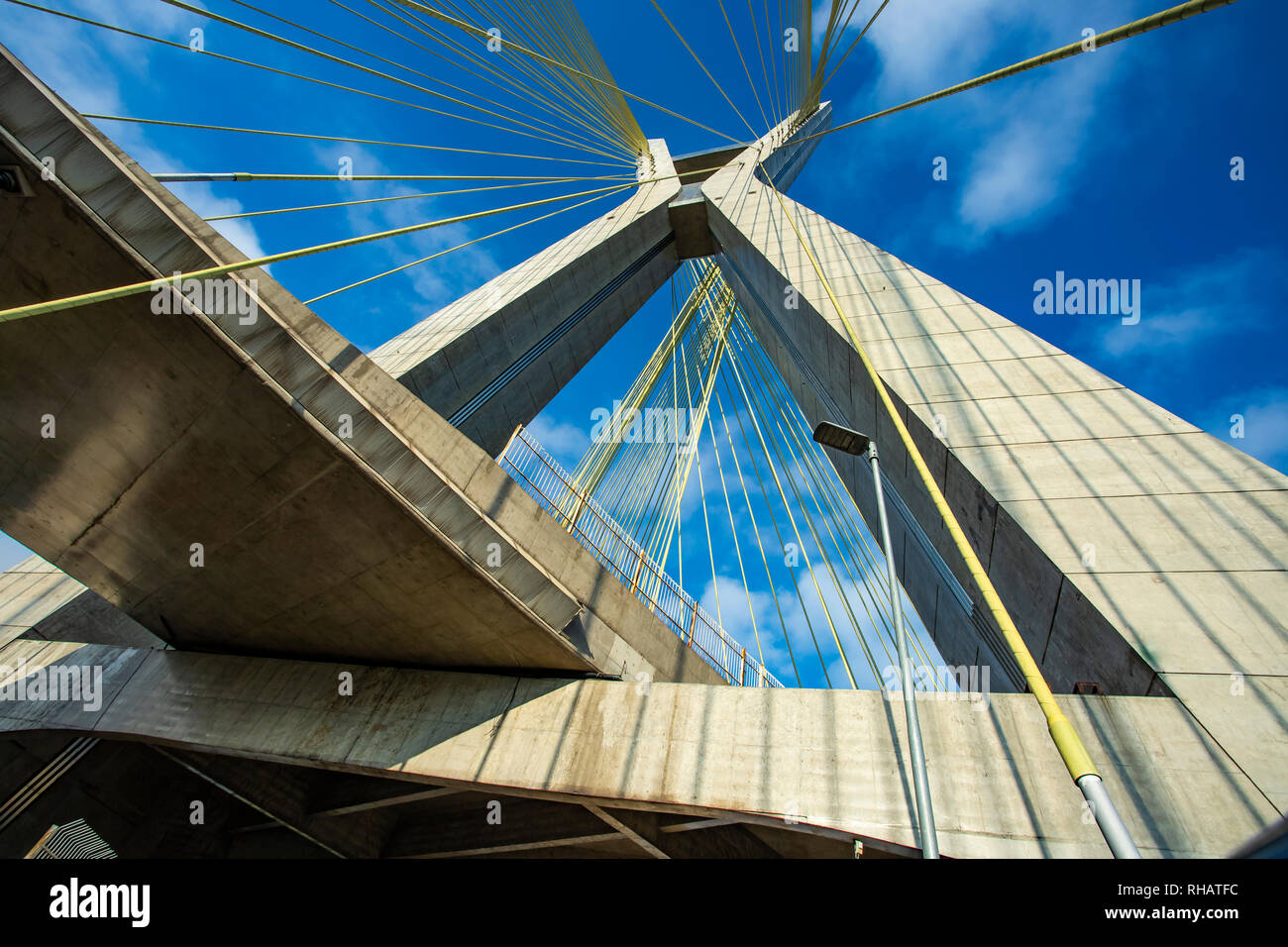 Modern architecture. Modern bridges. Cable-stayed bridge in the world, Sao Paulo Brazil, South America. Stock Photo
