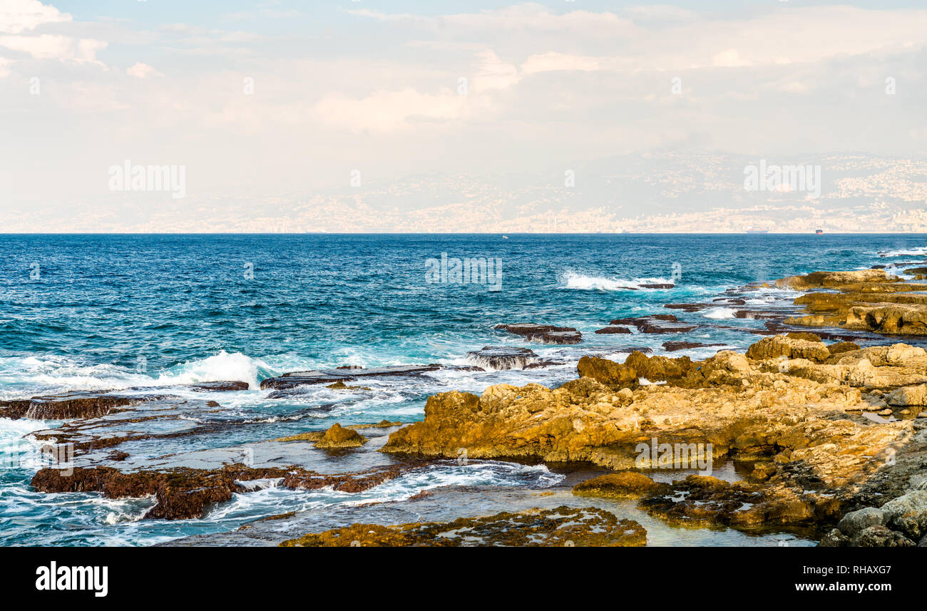 Mediterranean Coast at Beirut, Lebanon Stock Photo Alamy