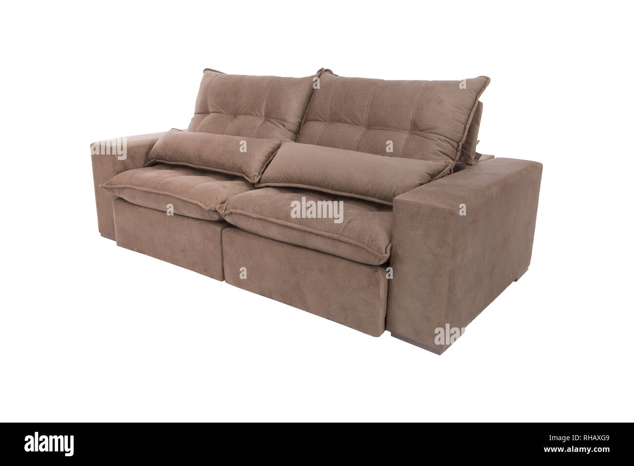 modern brown suede couch sofa isolated on white background Stock Photo