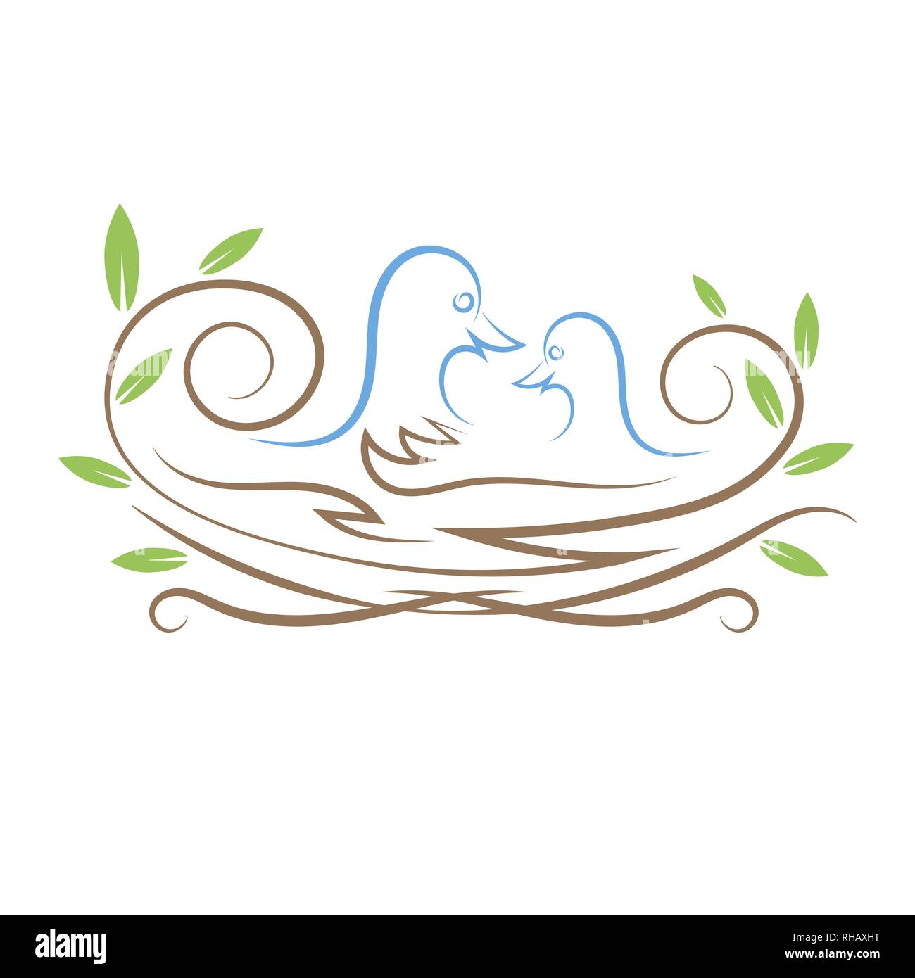 Nest and Birds Icon Isolated Stock Vector