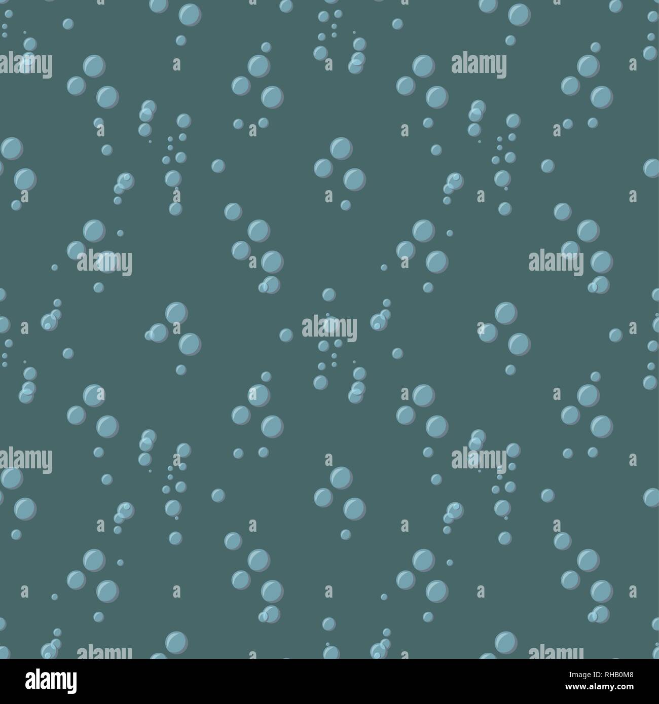 Bubbles in water on blue background horizontal seamless pattern. Circle ...