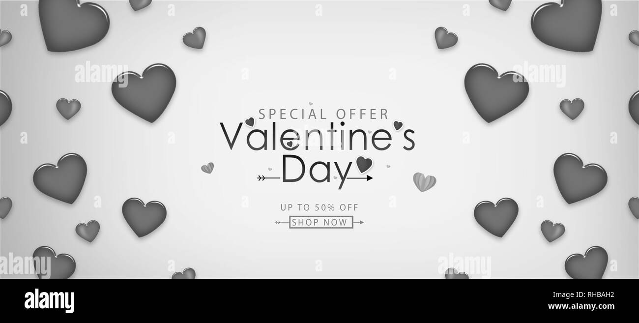 Valentine's day sale vector illustration. Banner design with hearts ...