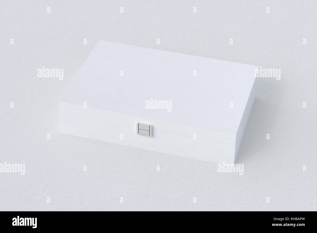 White closed long box or casket on white background Stock Photo