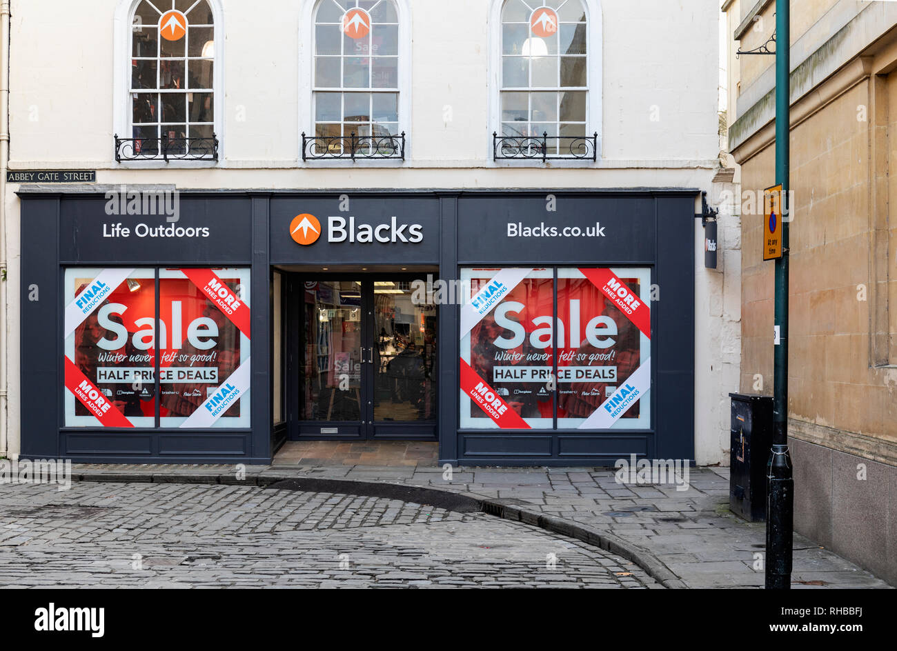 Blacks outdoor retailer sale, Bath, England Stock Photo Alamy