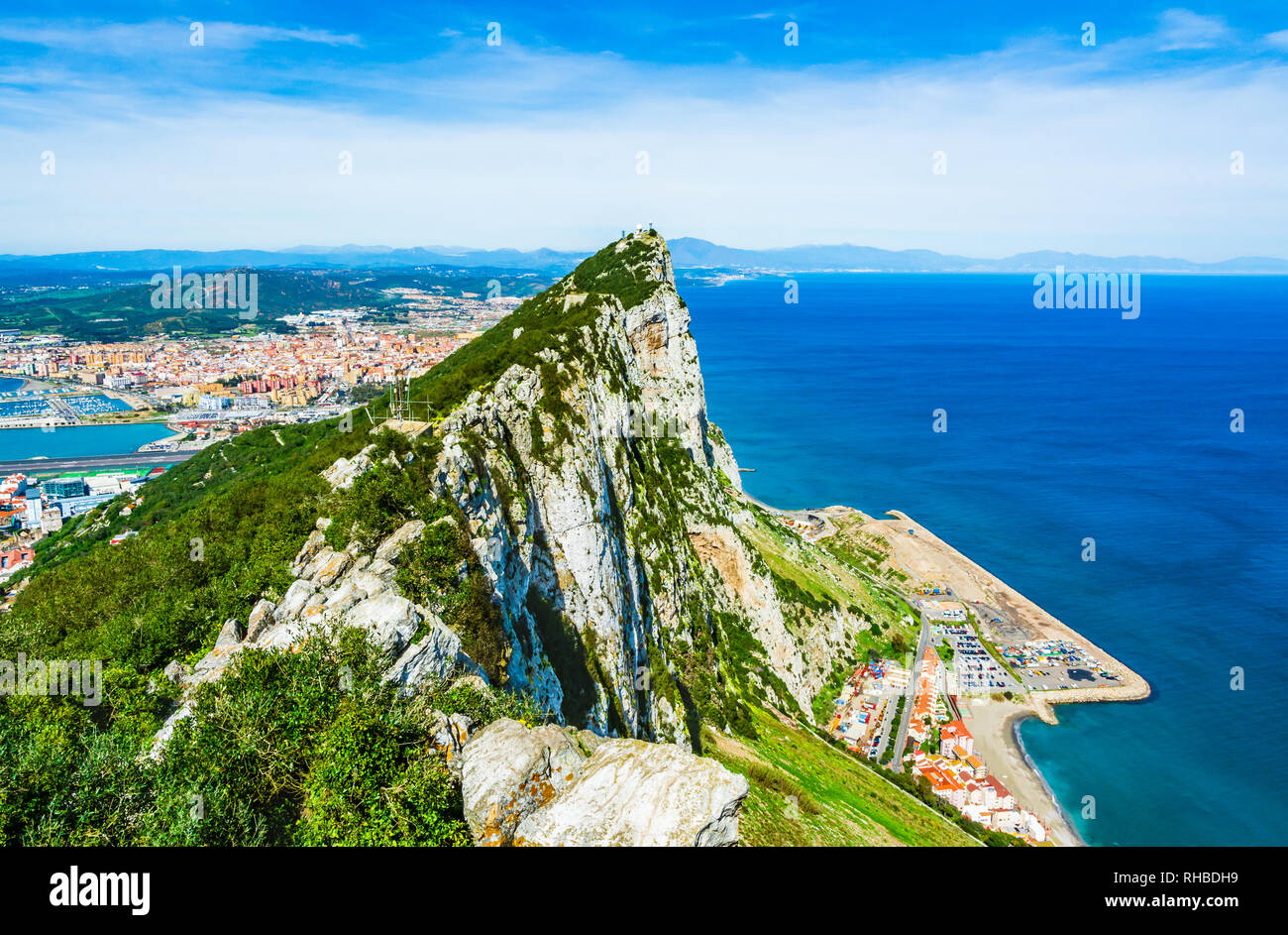 Gibraltar, United Kingdom: The tip of the rock of Gibraltar. Stock Photo