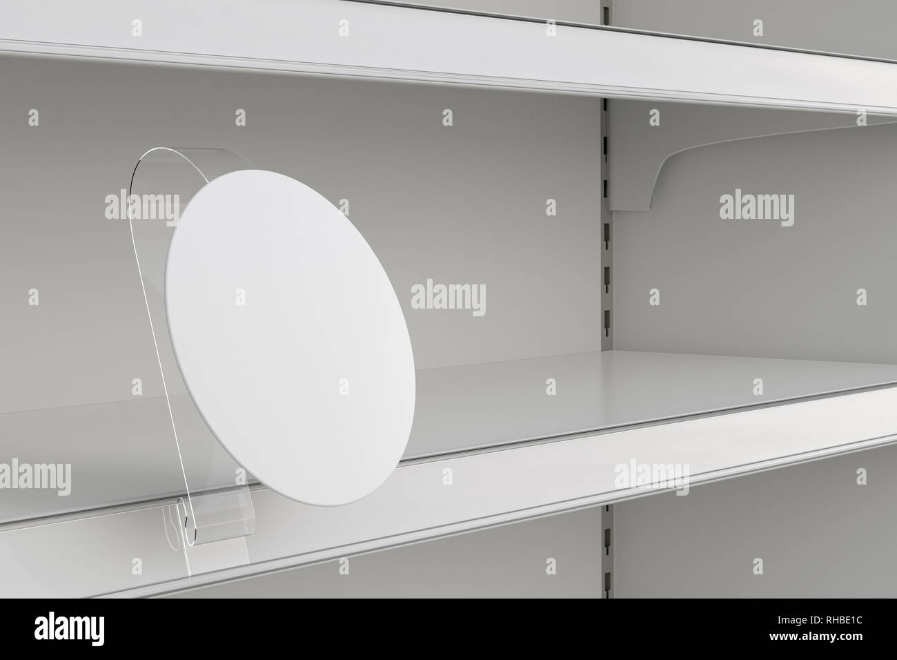 Download Blank Round Shelf Advertising Wobbler Label Or Stopper On Empty Shelf Include Clipping Path Around Label 3d Illustration Stock Photo Alamy
