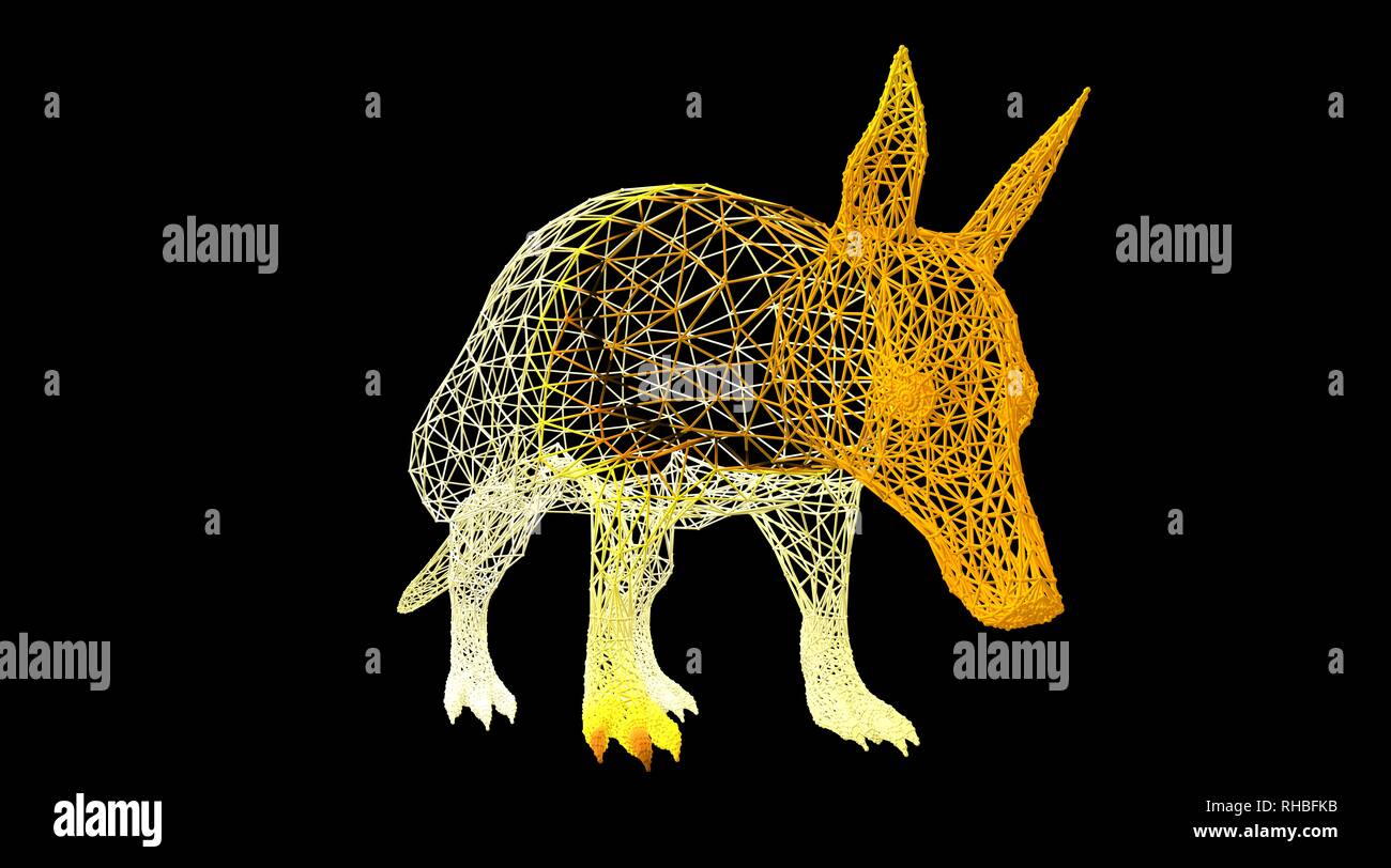 3d rendering of an animal wireframe isolated on a black background ...