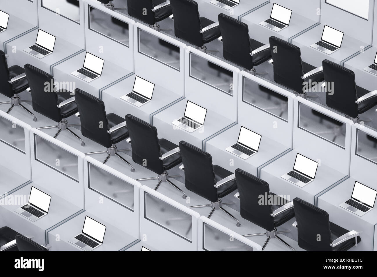 3d rendering empty office cubicle or workspace Stock Photo