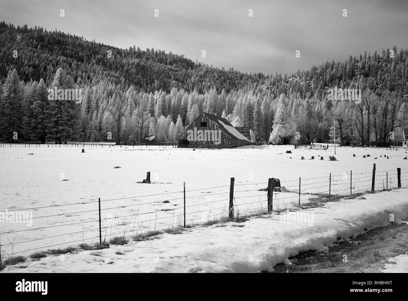 Snow covered rustic fence hi-res stock photography and images - Alamy