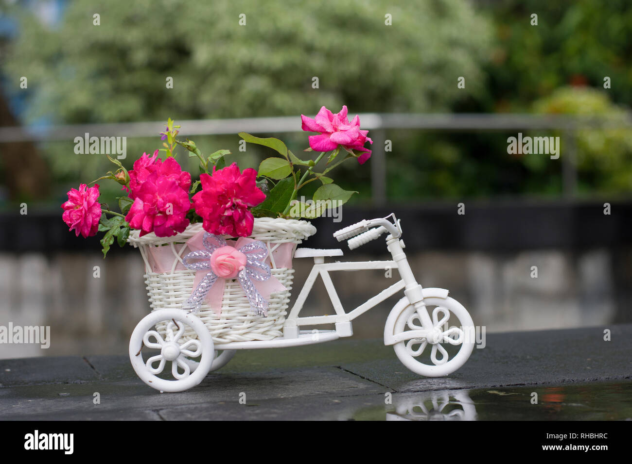 Flower delivery bike Stock Photo Alamy