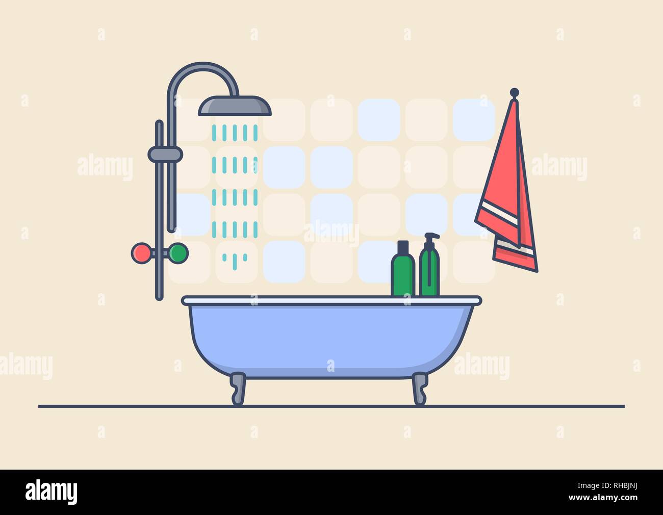 Interior view on bathroom Stock Vector
