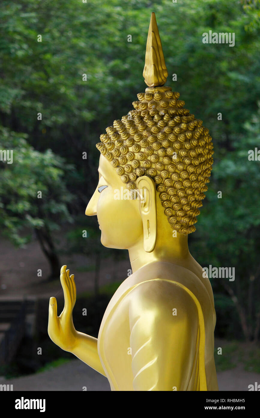 Statue of Gautama Buddha offering blessing Aurangabad, Maharashtra, India Stock Photo
