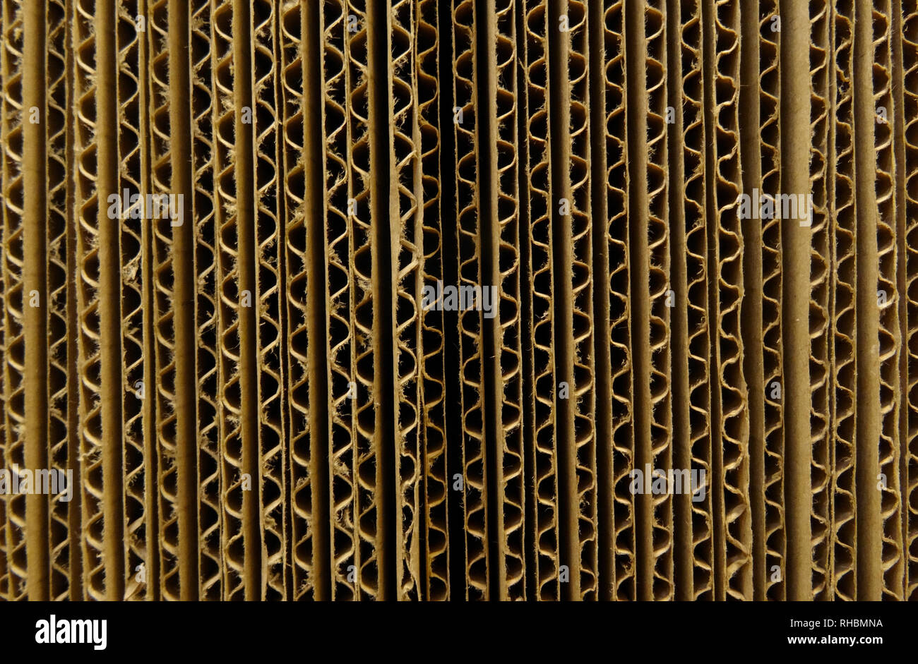Packaging materials. Corrugated cardboard sheets closeup stock photo Stock Photo