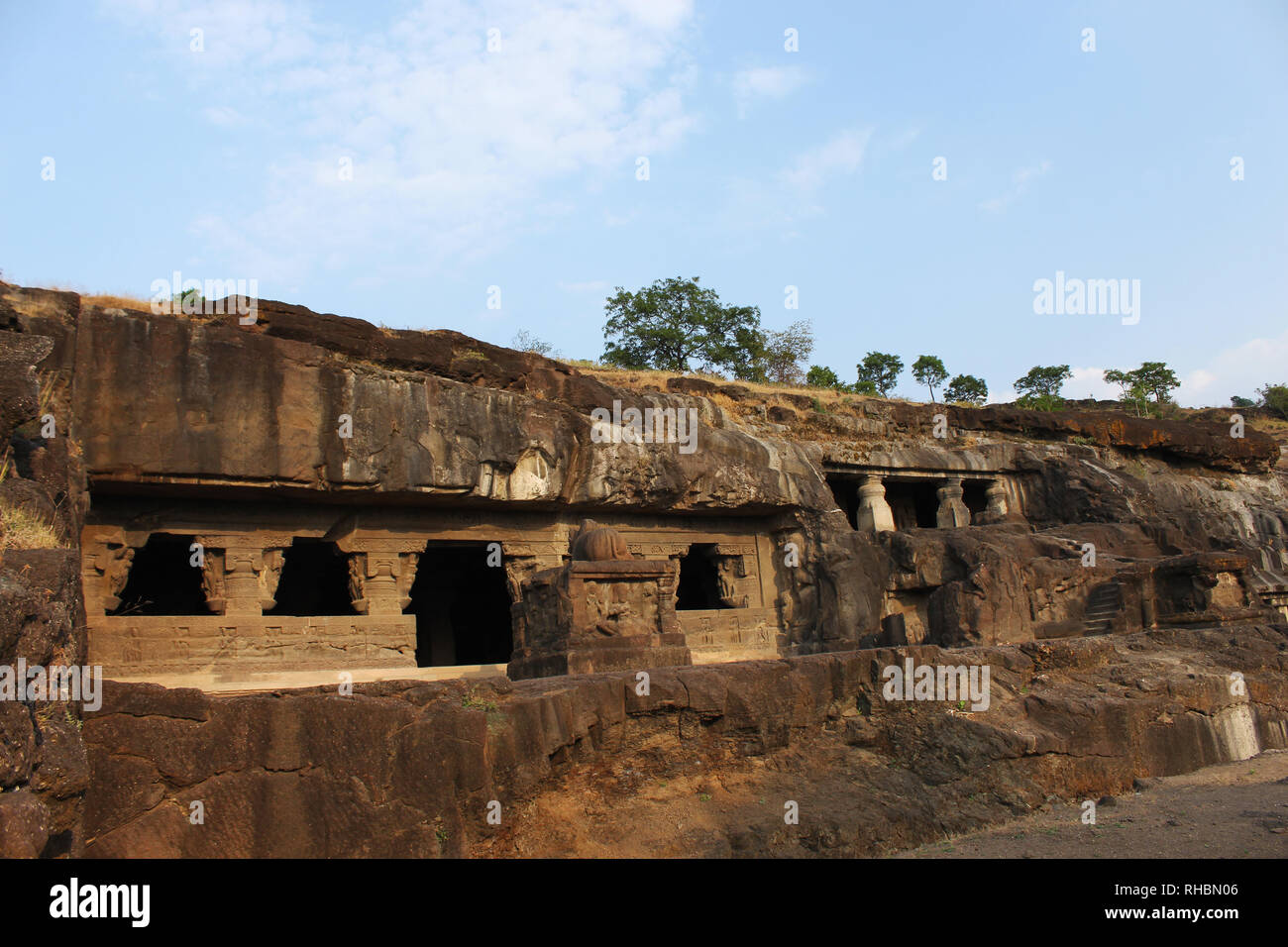 Outside view of cave 21, Ellora caves, Aurangabad, Maharashtra Stock Photo