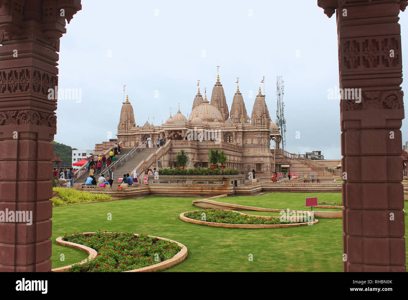 NARHE, PUNE, MAHARASHTRA, September 2018, Devotee at BAPS, Shri Swaminarayan mandir at Mumbai-Bengaluru national highway 4 Stock Photo