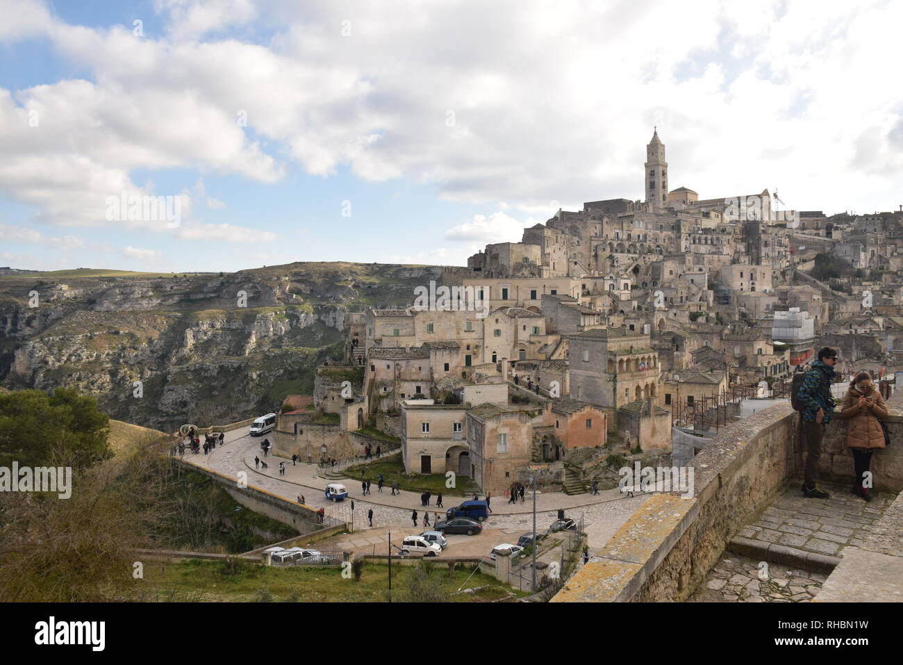 Panoramic view of the ancient town of Matera (Sassi di Matera), European Capital of Culture 2019, Basilicata, Italy Stock Photo