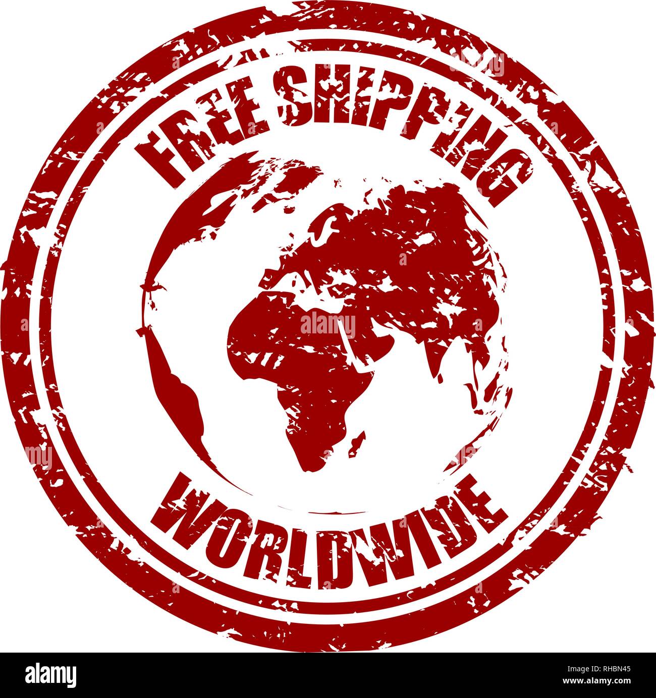 Free shipping worldwide rubber stamp texture. Worldwide free delivery guarantee, transportation delivery, vector illustration Stock Vector
