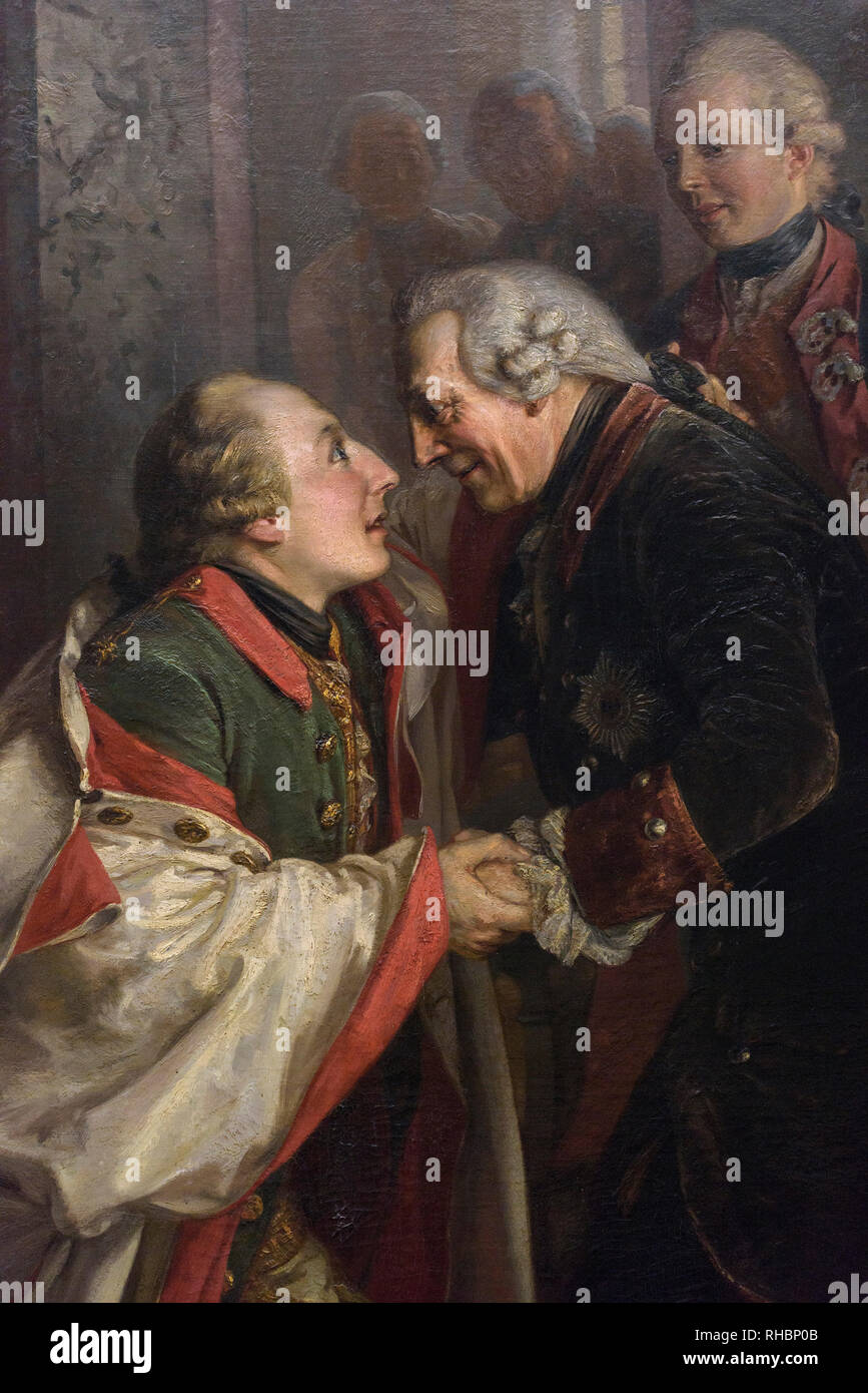 Adolph Menzel (1815-1905), Frederick the Great and Emperor Joseph II meet in Neiße in the year 1769, (detail) 1857. Begegnung Friedrichs II. mit Kaise Stock Photo