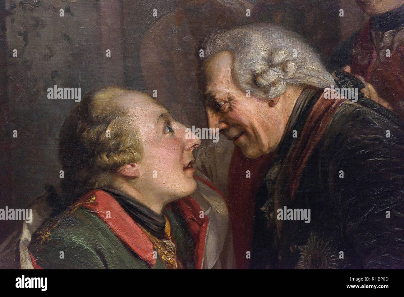 Adolph Menzel (1815-1905), Frederick the Great and Emperor Joseph II meet in Neiße in the year 1769, (detail) 1857. Begegnung Friedrichs II. mit Kaise Stock Photo