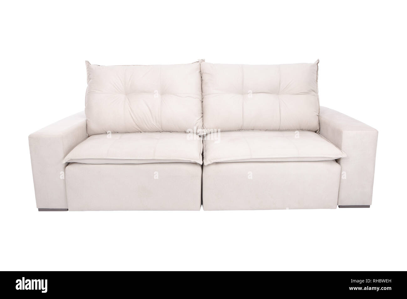 modern white suede couch sofa isolated on white background Stock Photo