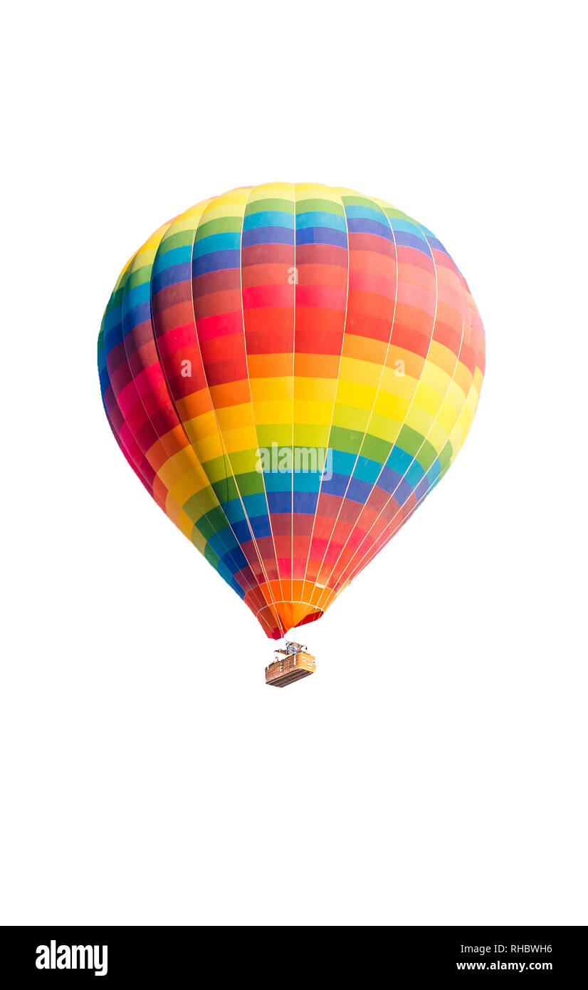 Colorful hot air balloon isolated on white background Stock Photo - Alamy