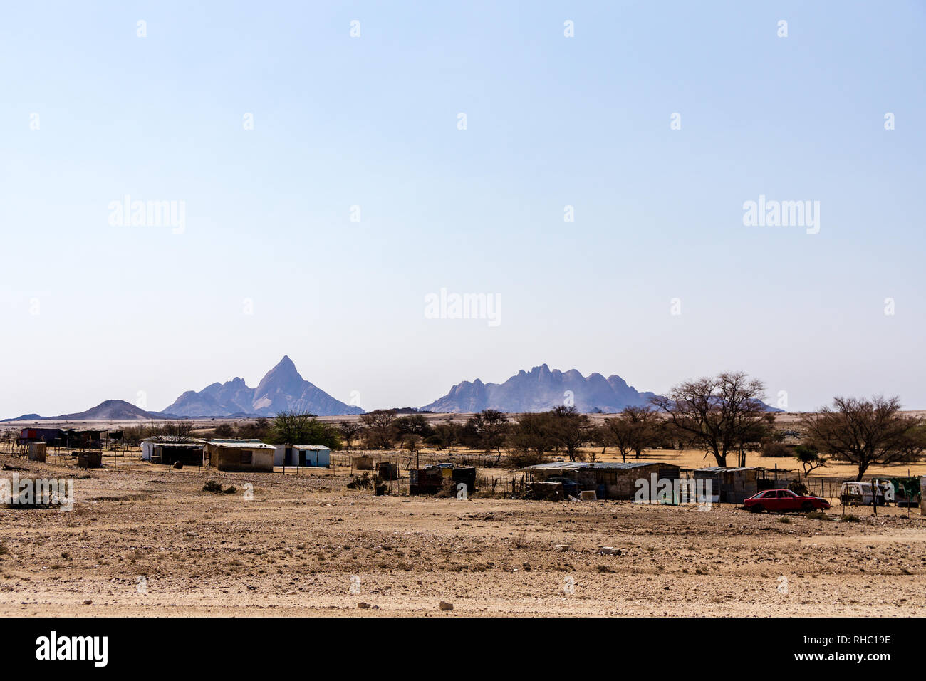 SWAKOPMUND, NAMIBIA AUGUST 02, 2018 House in the Mondesa slum of Swakopmund on october 09 2014. In Namibia About 27.6 per cent of households are class Stock Photo