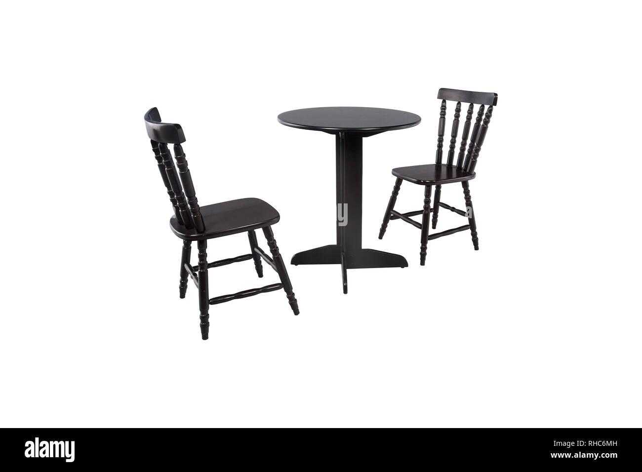 Black table with chairs isolated on white background Stock Photo - Alamy