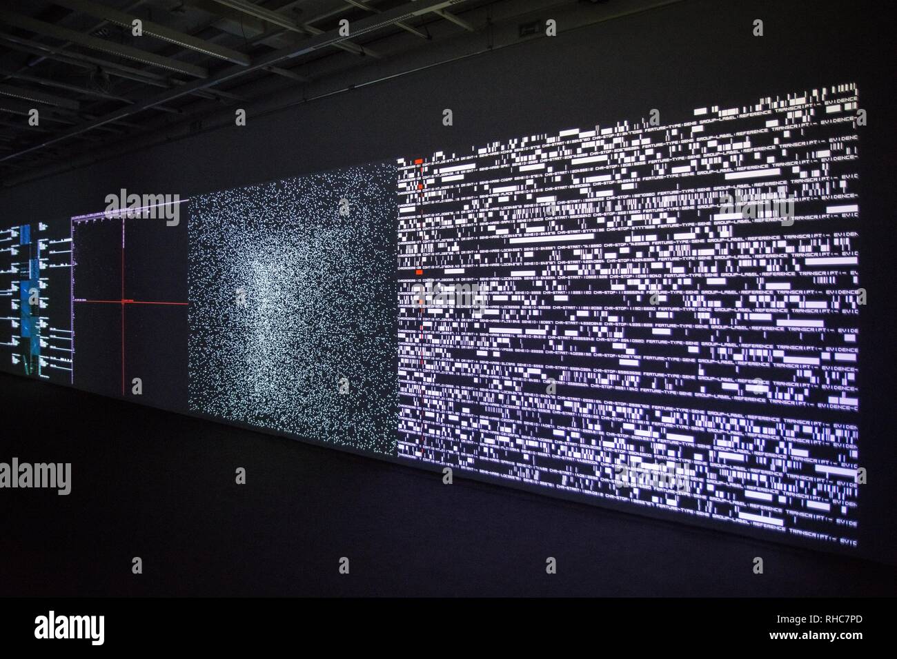 Multimedia project Data Flux (12 XGA version) by Japanese artist Ryoji Ikeda at the Onassis