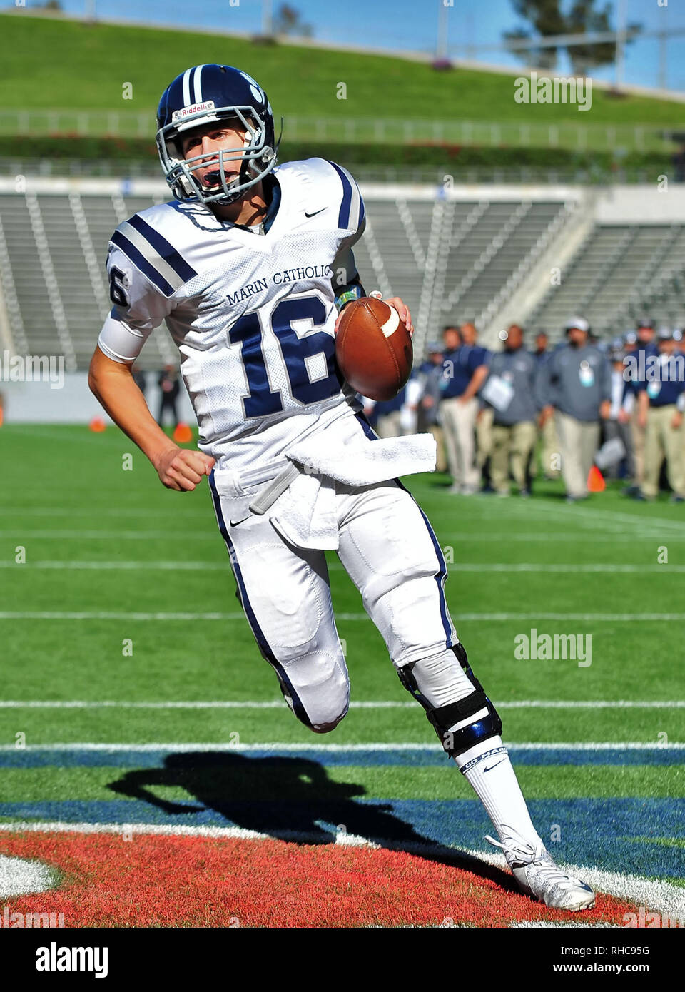 Carson, CA. 15th Dec, 2012. Marin Catholic quarterback Jared Goff #16.The CIF Division 3 California State Football Championship football game between Marin Catholic and Madison at the Home Depot Center in Carson, California.Madison defeats Marin Catholic 38-35.Louis Lopez/CSM/Alamy Live News Stock Photo